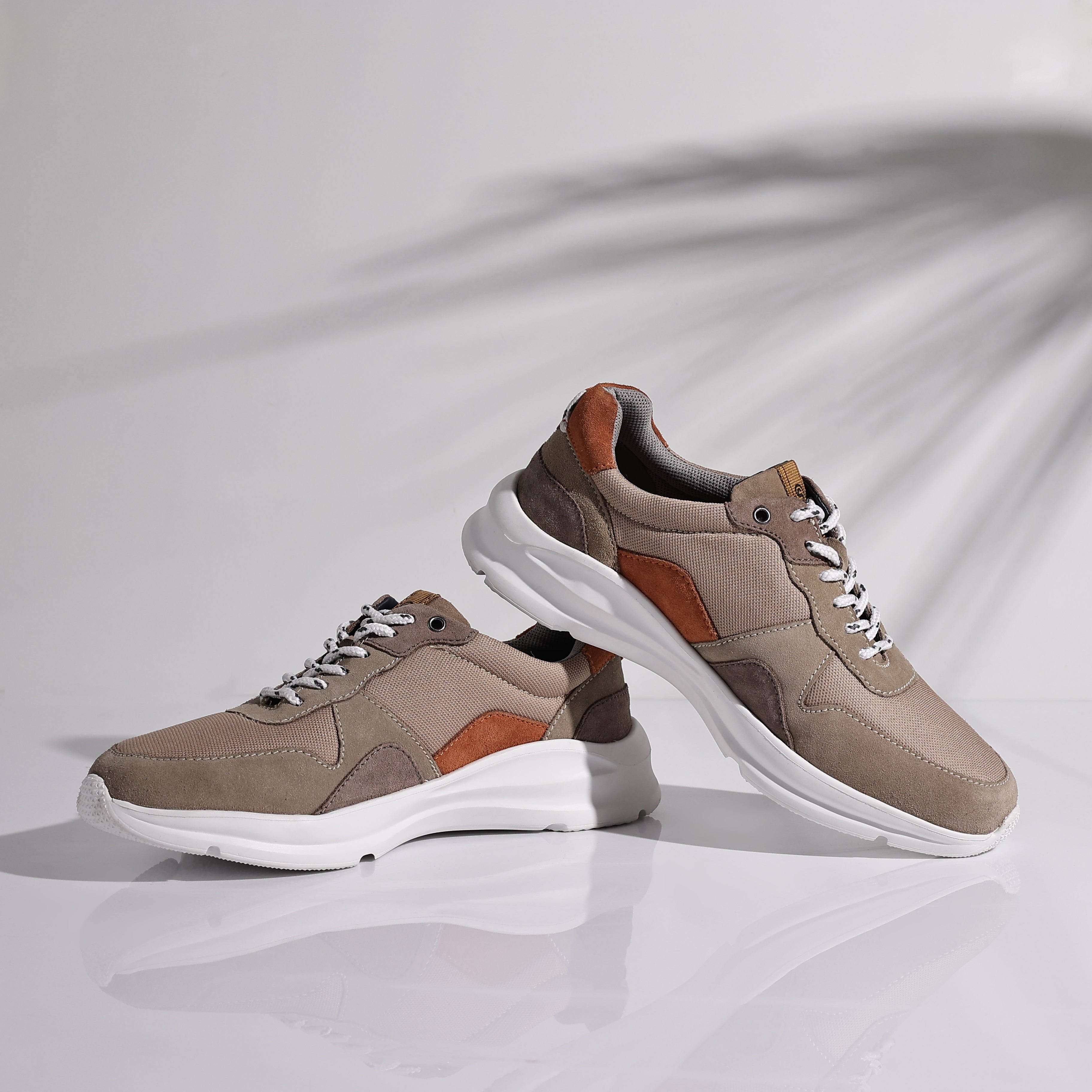 Mayfair Suede Smart Casual Trainers - Beige