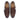 Premium brown leather texture and buckle detailing on formal monk strap shoes