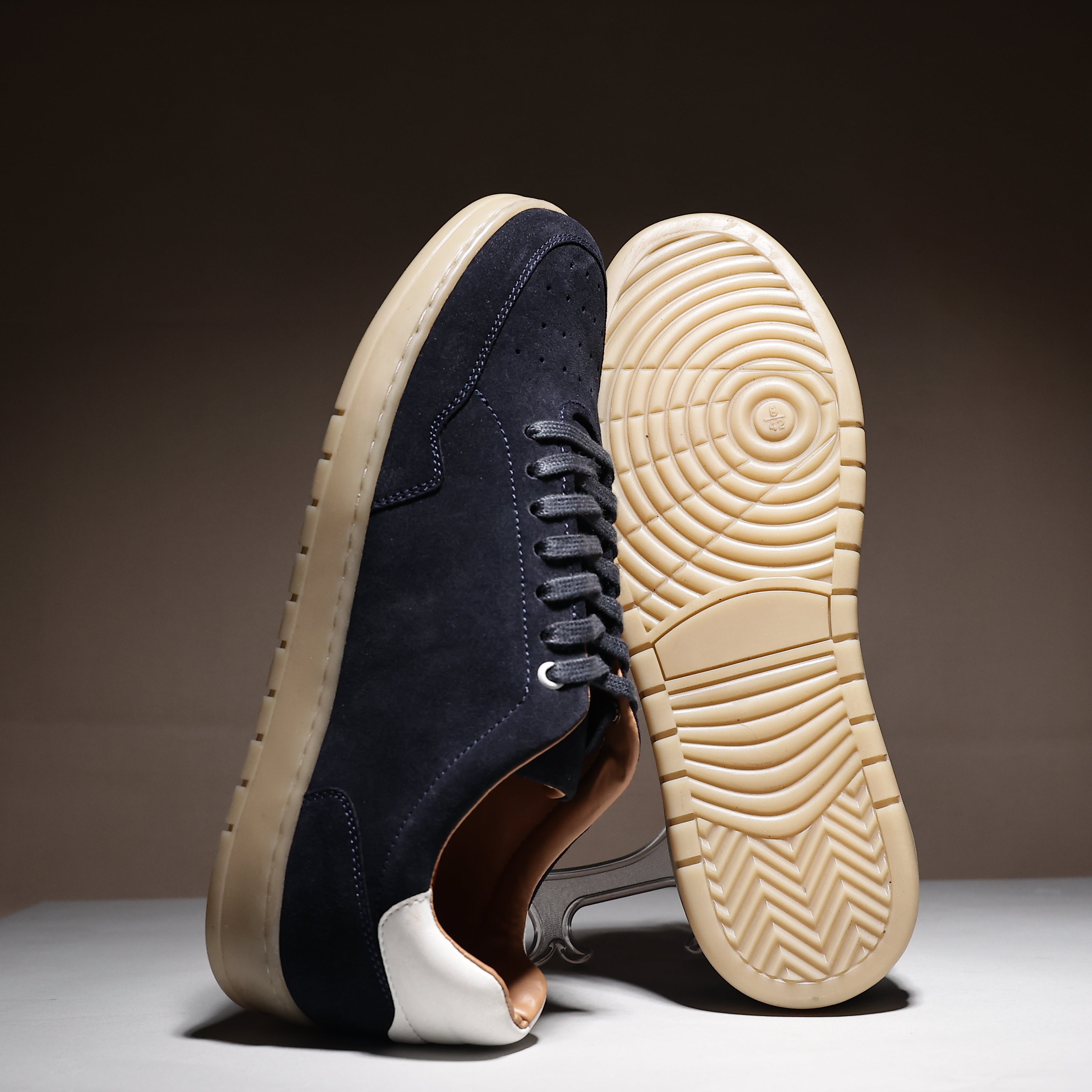 Lucano Suede Smart Casual Trainers - Navy