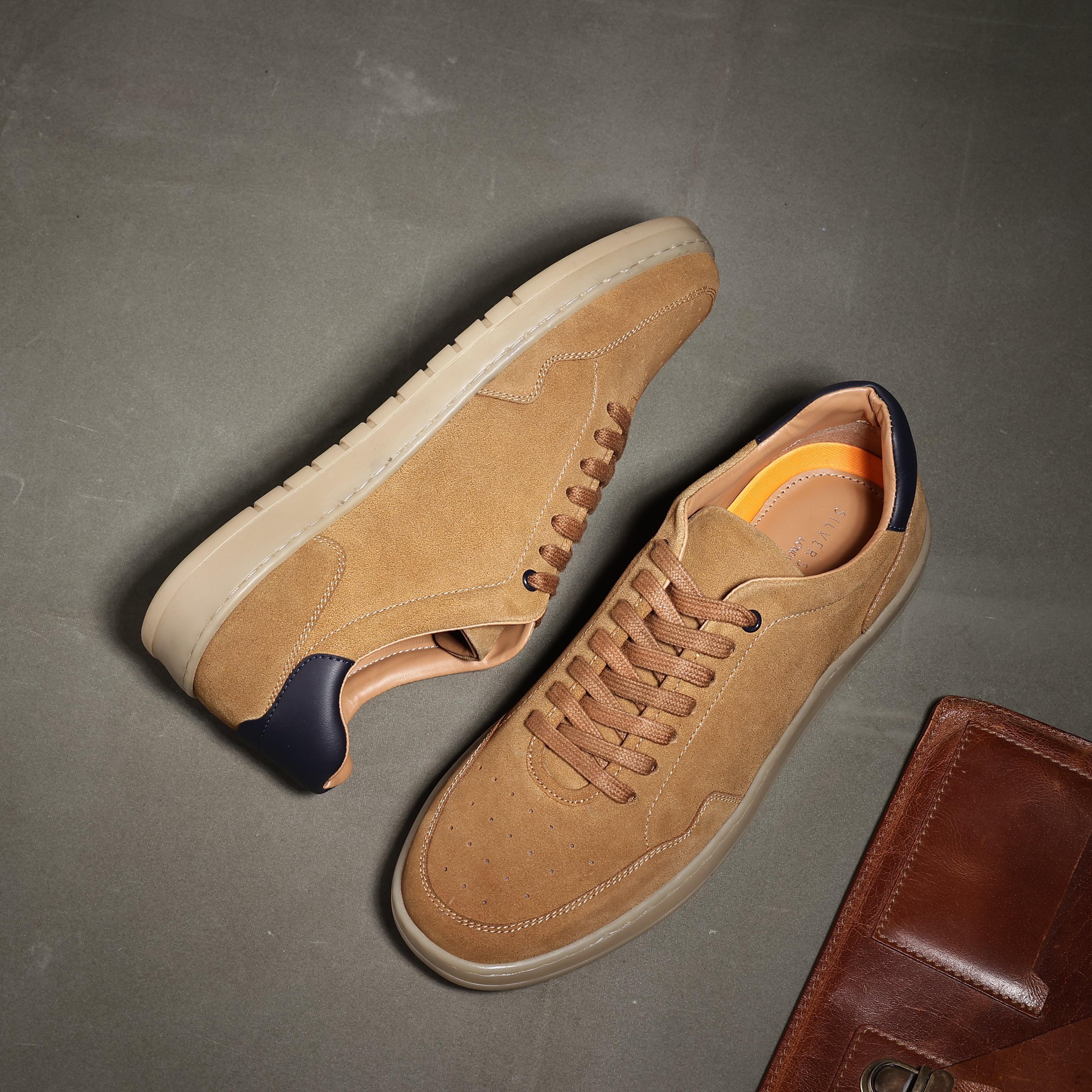 Lucano Suede Smart Casual Trainers - Tan