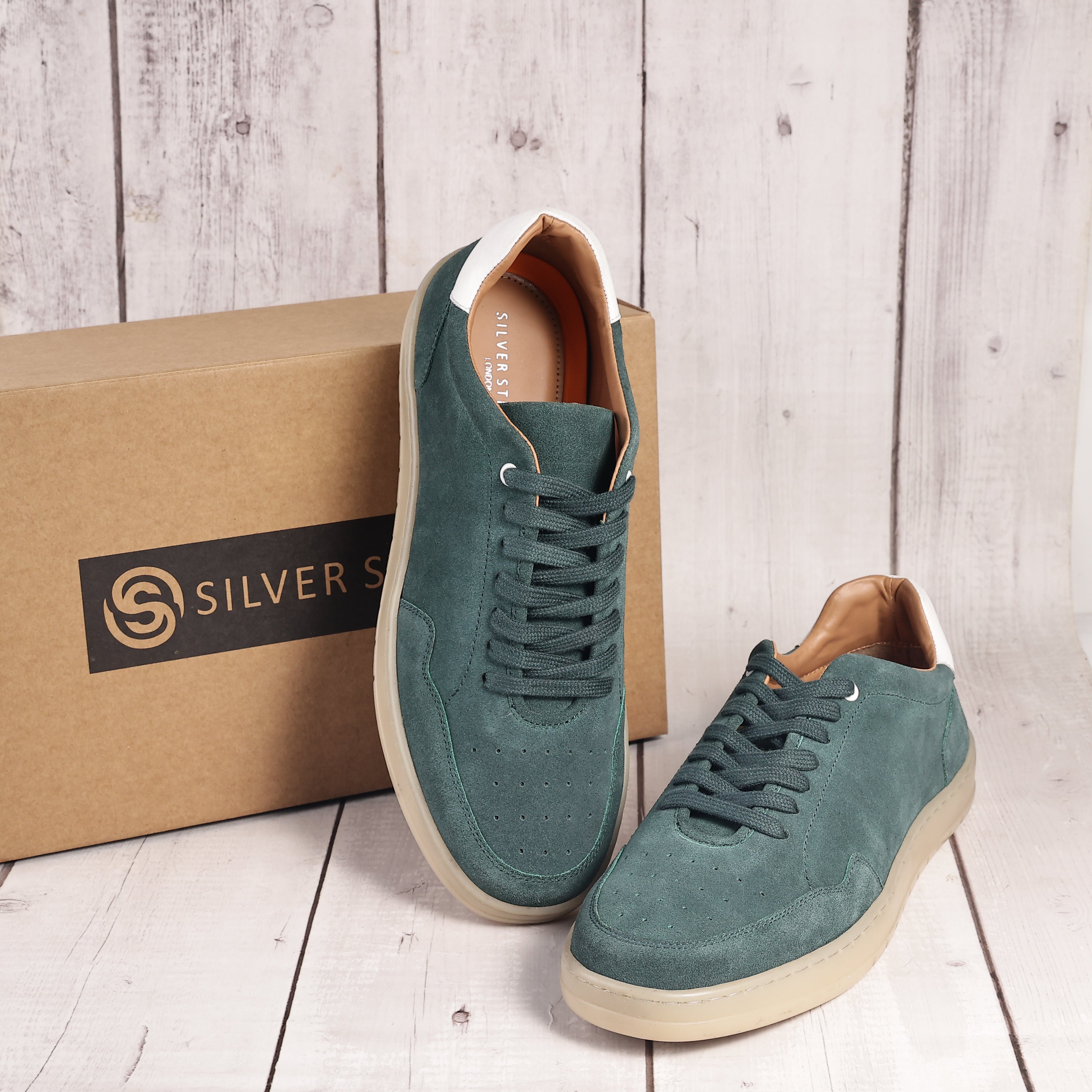 Lucano Suede Smart Casual Trainers - Green
