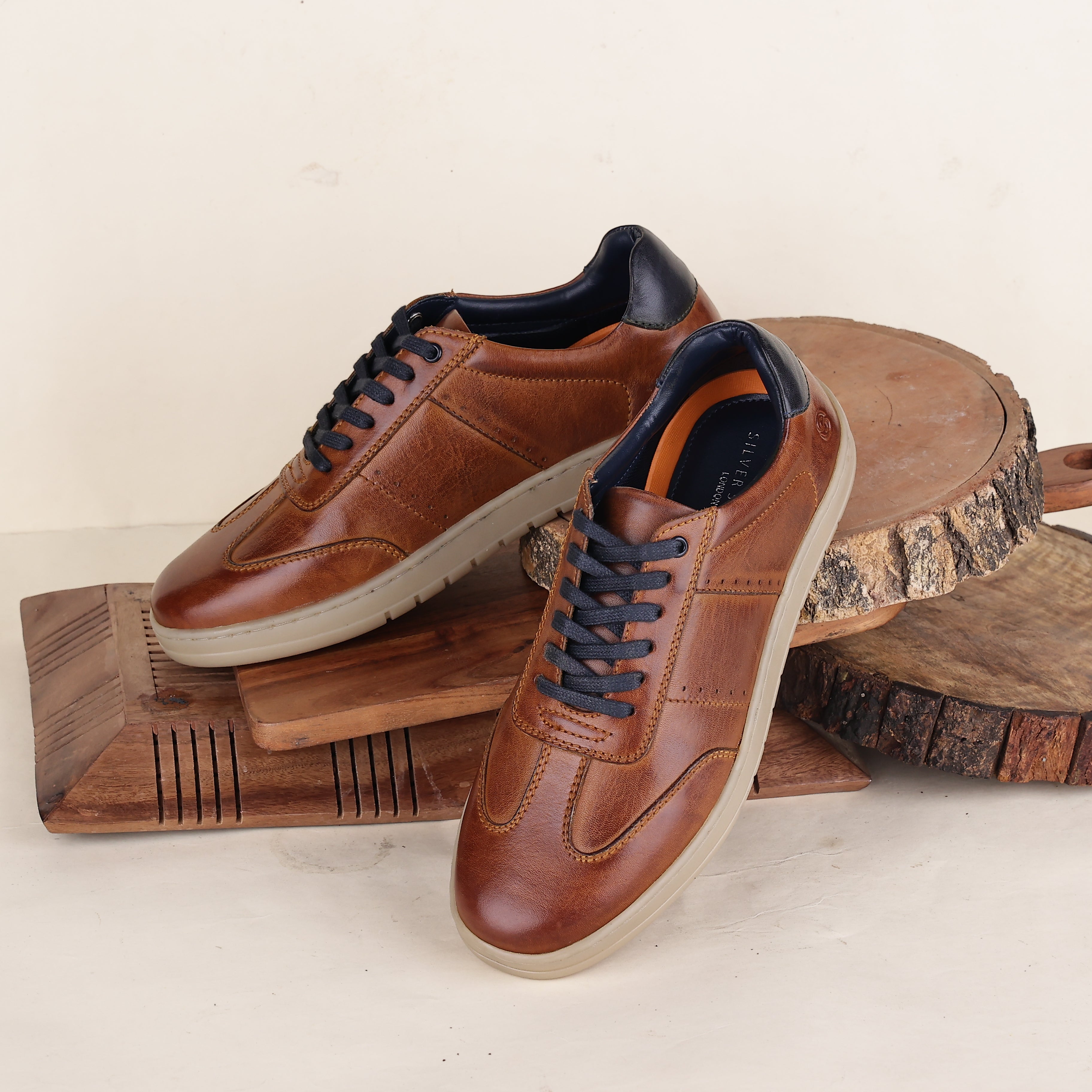 Marco Leather Smart Casual Trainers - Tan