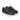 Silver buckle detail on black leather double monk shoes for men
