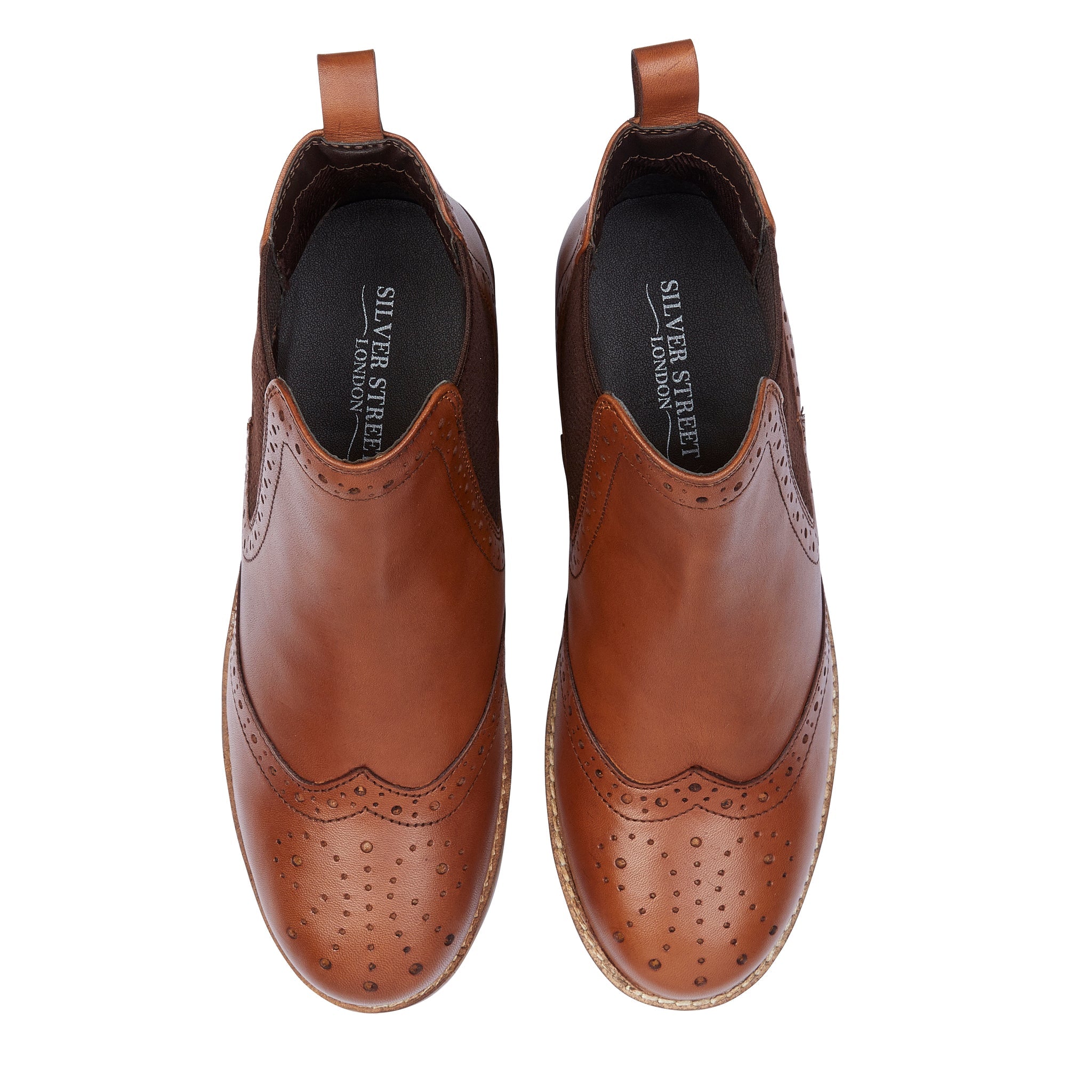 Fiona Leather Brogue Boots - Tan