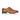 Side profile of Flint tan leather derby shoes with brogue detailing and lace-up closure