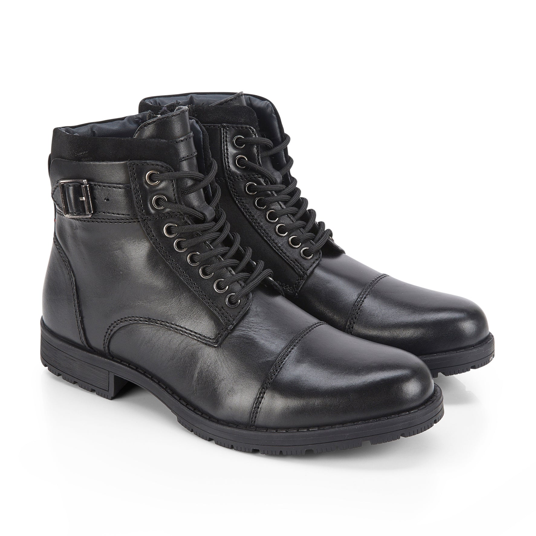 JJ Leather Lace up Boots - Black