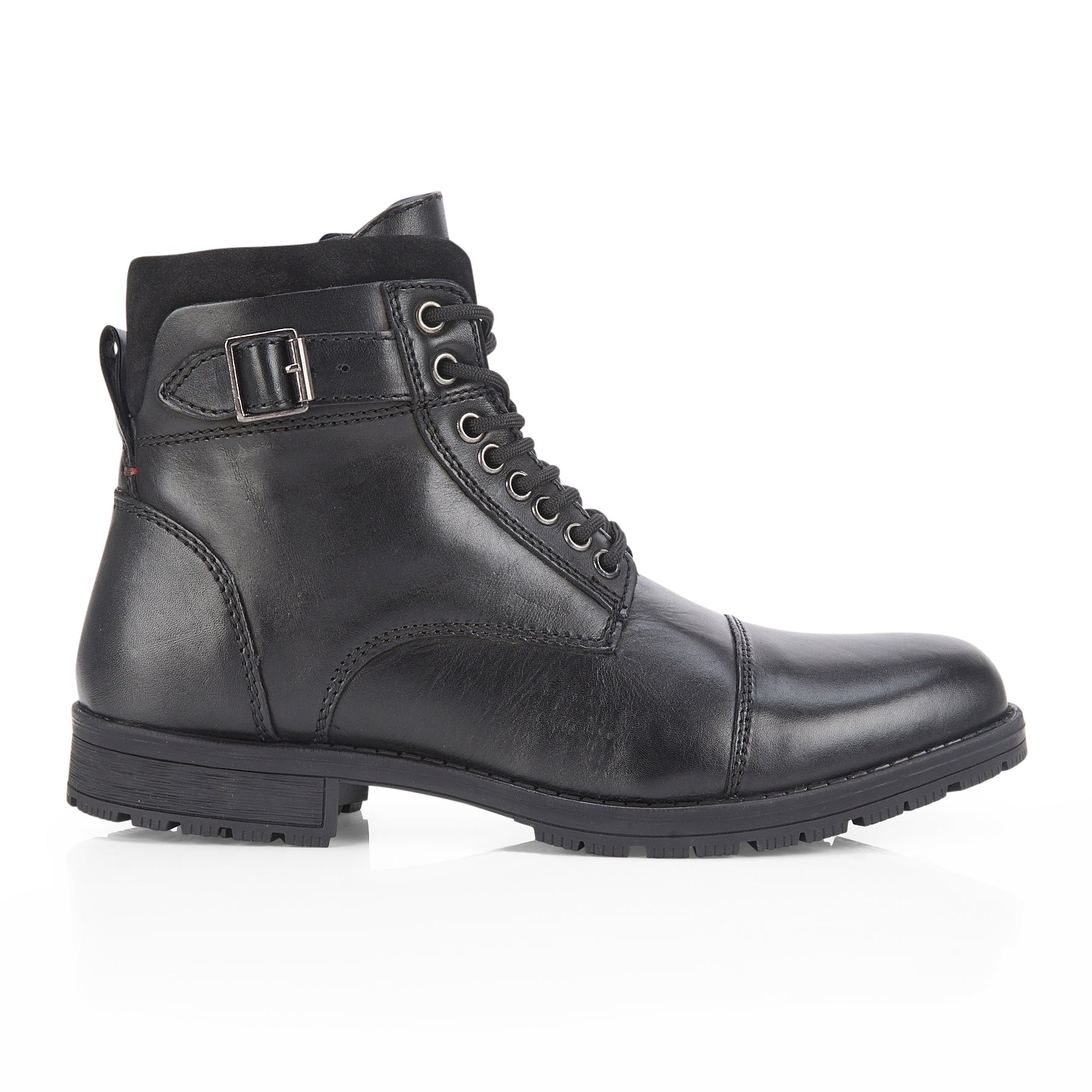 JJ Leather Lace up Boots - Black