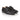 Front angle view of Flint leather brogue derby shoes in black for formal and smart-casual wear