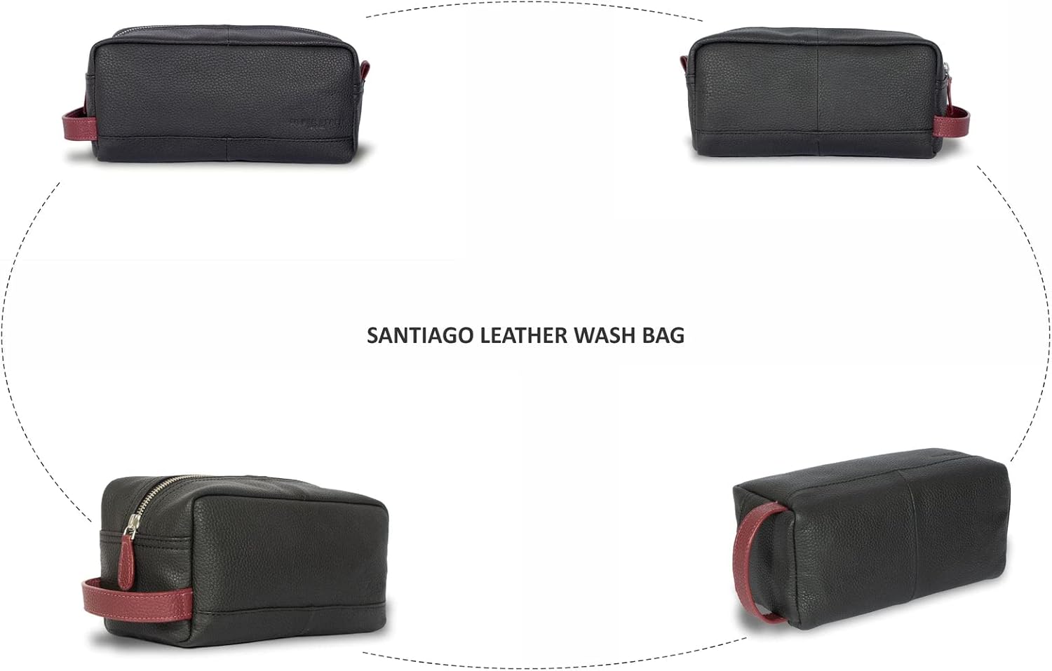 Santiago Leather Washbags  - Black