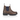 Side view of Samuel Kids Dealer Boots featuring premium waxy brown leather with navy elastic side panels